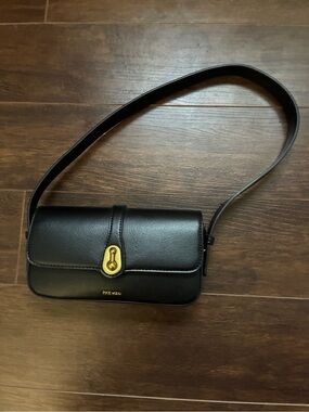 Frye Black Leather Crossbody with Gold-Tone Turnlock
